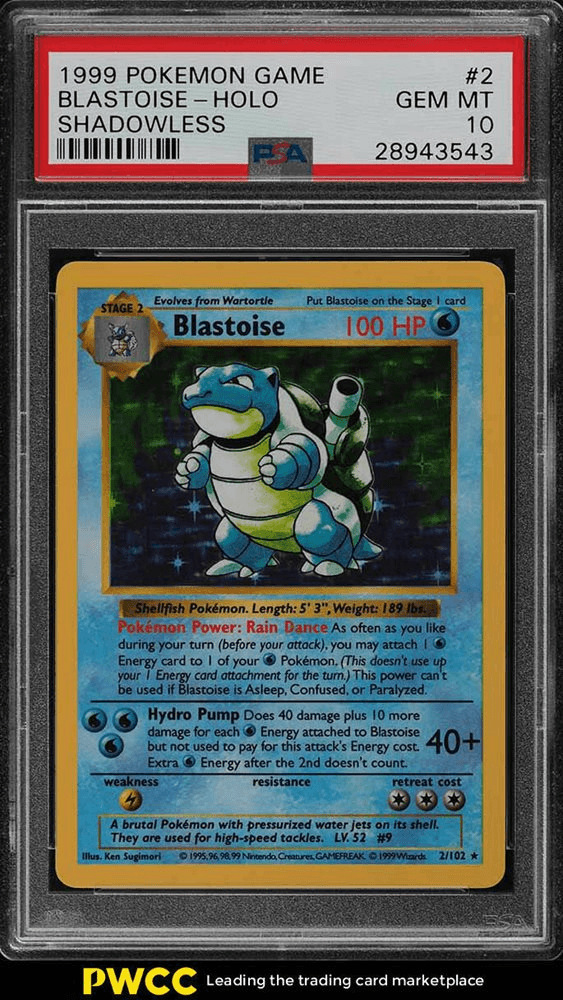 1999 Pokemon Game Blastoise Holo #2 (Shadowless)