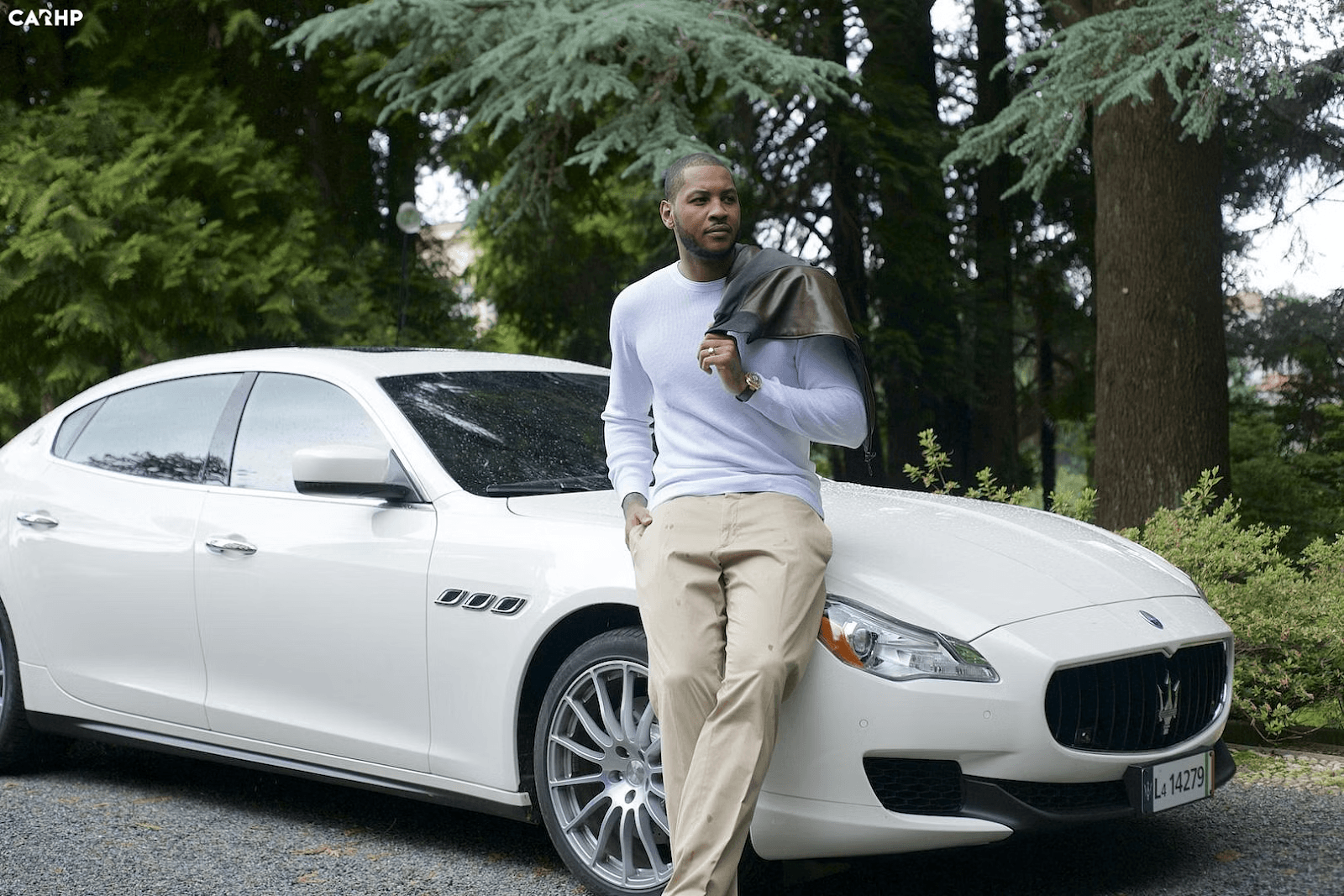 Carmelo Anthony with his Maserati Quattroporte