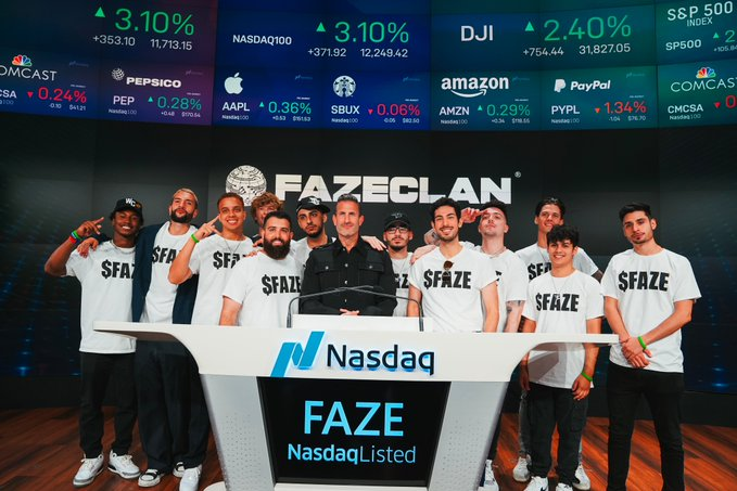 Members of FaZe Clan at Nasdaq opening trade