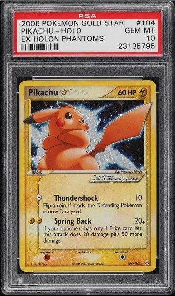 Pikachu-Holo Gold Star card