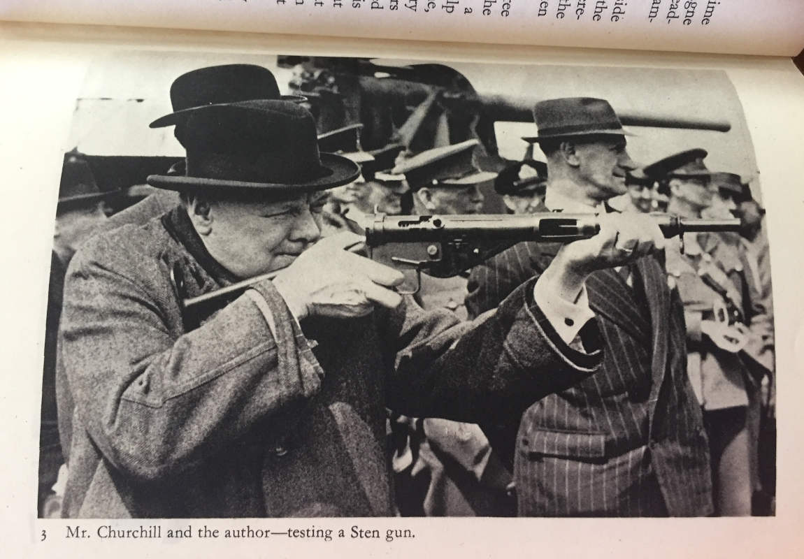 Winston Churchill with a Sten Mk II