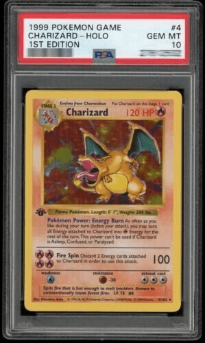 Shadowless First Edition Charizard card