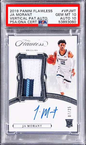 2019 Panini Flawless Ja Morant Vertical Patch Autograph Gold