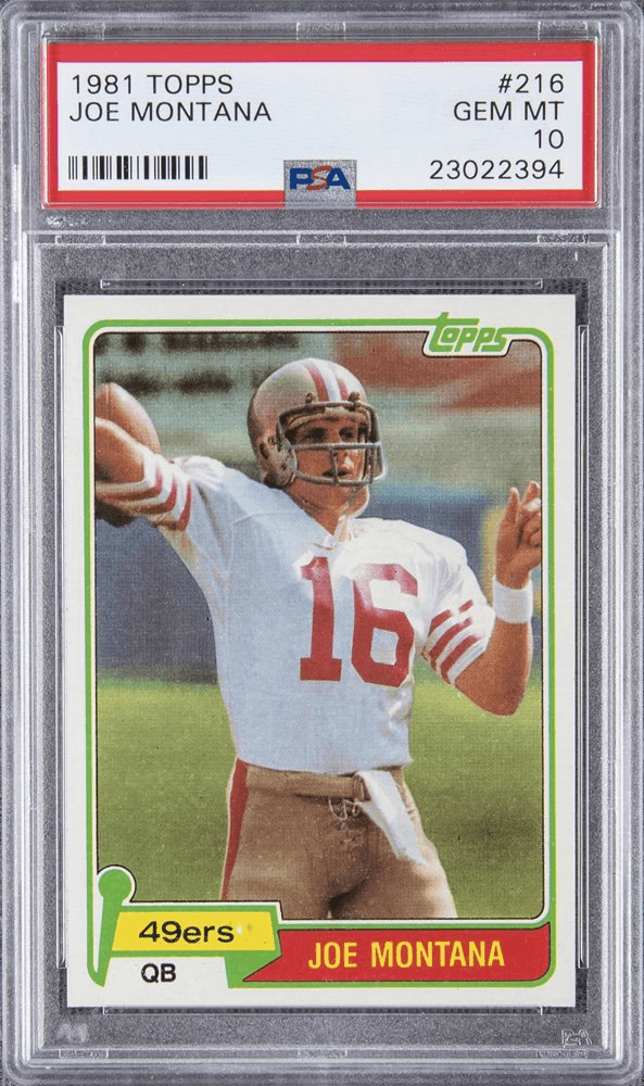 Gem mint 1981 Topps Joe Montana RC #216