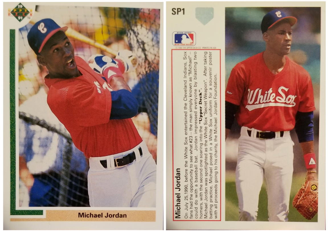 Front and back of 1991 Jordan Upper Deck card