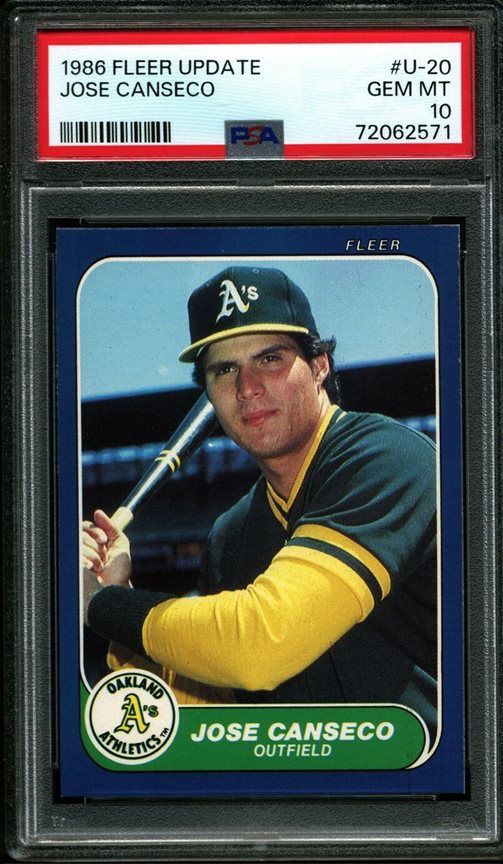 1986 Fleer Update Jose Canseco #U-20 card