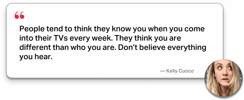 Kaley Cuoco quote about not believing everything you hear