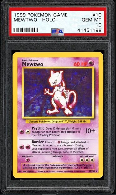 1999 Pokemon Game Mewtwo-Holo #10 card