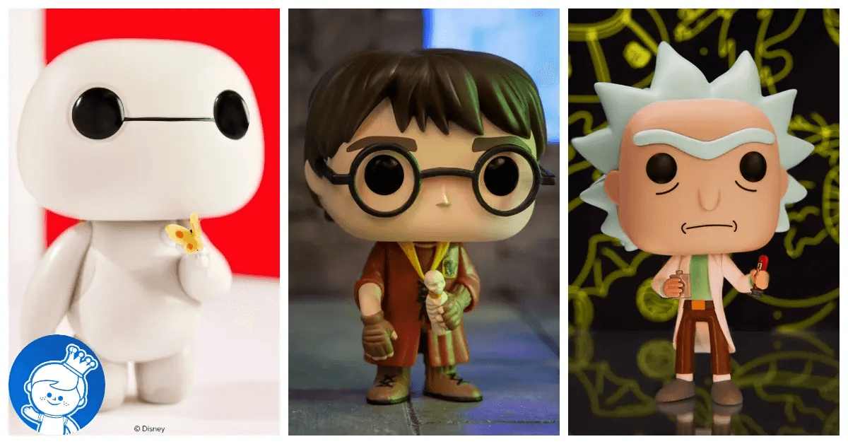 A Disney Big Hero 6, Harry Potter, and Rick & Morty Funko Pops