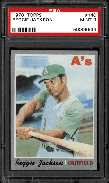 A mint condition 1970 Topps Reggie Jackson #140 baseball card