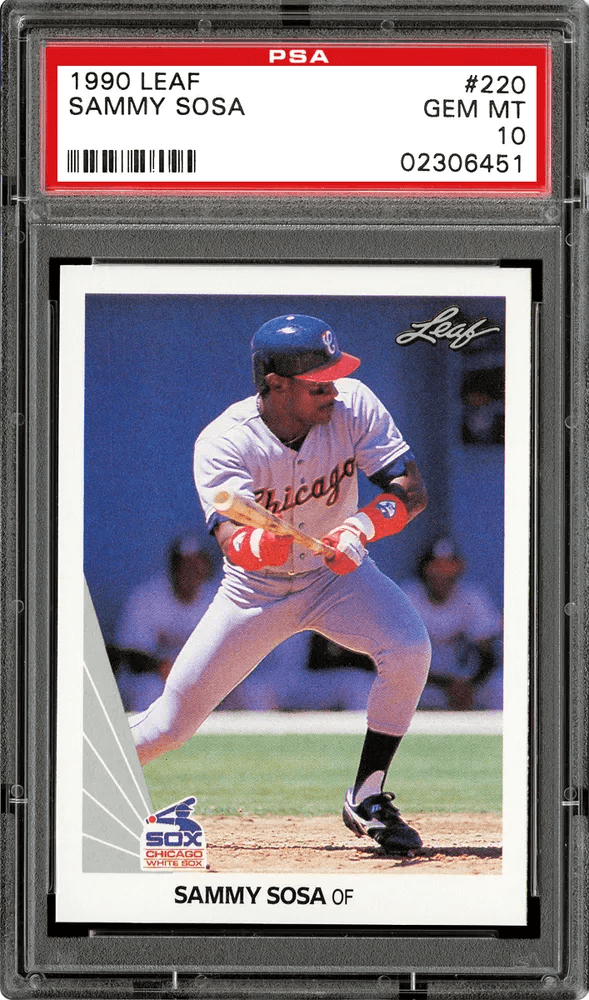 Sammy preparing to bunt on the 1990 Leaf #220