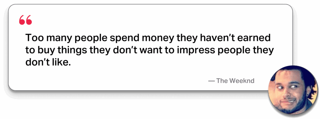Weeknd quote about spending money