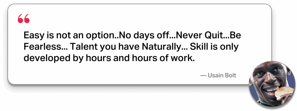 Usain Bolt quote about never quitting